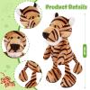 6 Pcs Safari Stuffed Animals Bulk Lion Elephant Monkey Tiger Toy Plush Zoo Animals Junble for Boy Girl Gift Animal Themed Parties Baby Shower Favor(Tiger) view 2