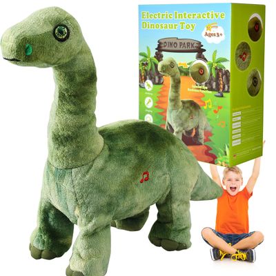 HCdoujoy Green Dinosaur Toys for Girls Walking Nodding, Roaring, Repeating What You Say, Touch & Button Control Eyes Turn Red Realistic Pet, Toy Gift for Kids Christmas Birthday Easter Toddlers