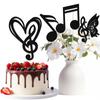12PCS Music Note Centerpiece Sticks Music Concert Theme Baby Shower Decorations Music Themed Table Toppers for Birthday Wedding Anniversary Decoration Supplies Black Glitter view 1