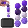 BUSOHA Silicone Fidget Balls - 8 Pack Silicone Stress Relief Balls Stone for Adults Sensory Travel Toys for Calming,Stress,Autism and ADHD,Gifts for Teens Adults,Purple view 1
