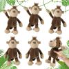 6 Pcs Safari Stuffed Animals Bulk Lion Elephant Monkey Tiger Toy Plush Zoo Animals Junble for Boy Girl Gift Animal Themed Parties Baby Shower Favor(Monkey) view 1