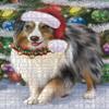 Christmas Trotting in The Snow Australian Shepherd Dog Jigsaw Puzzle for Adults - Animal Printed Interlocking Puzzle Game Artwork - Gift for Dog Lover's - 500 Pcs 20.5"x15" view 1