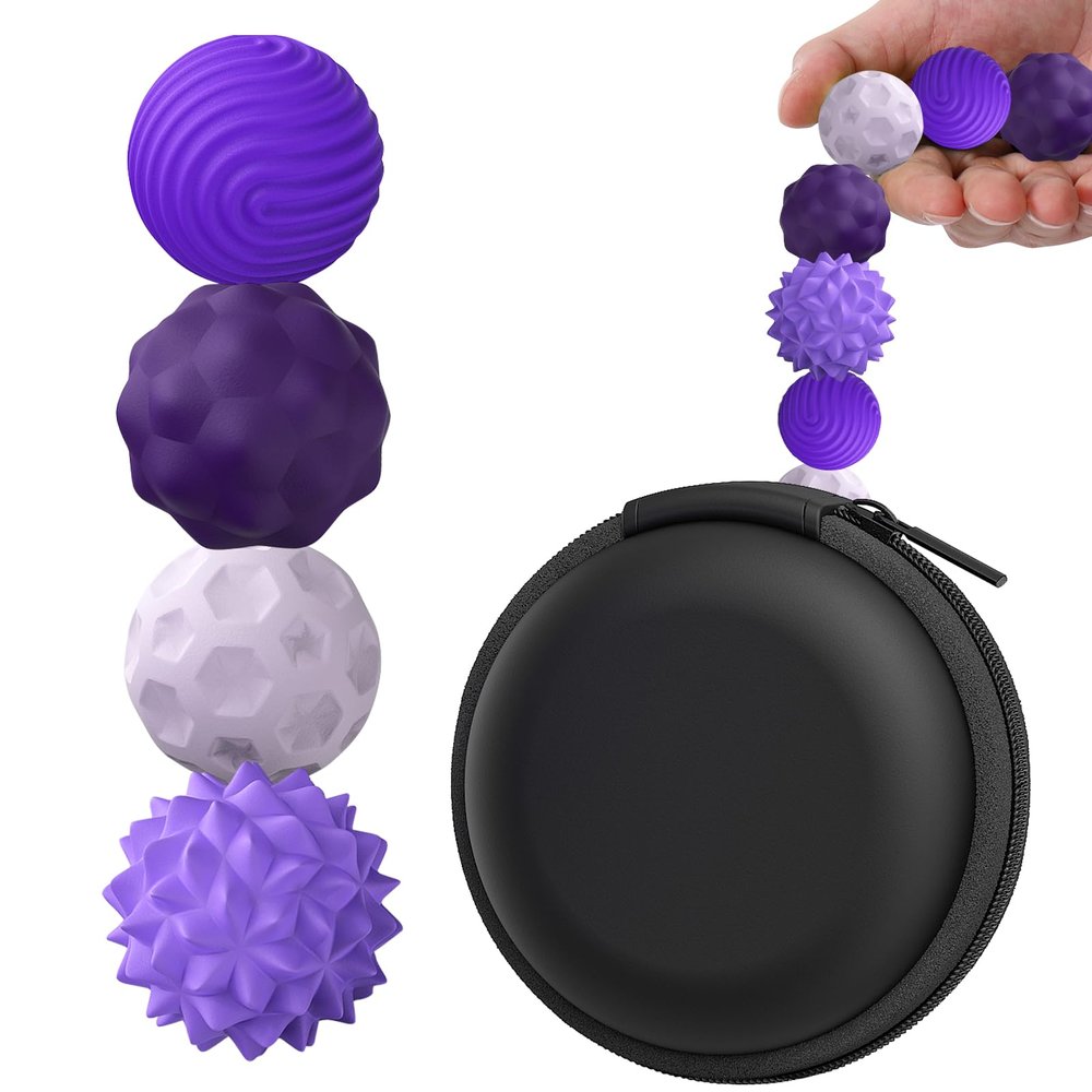 BUSOHA Silicone Fidget Balls - 4 Pack Fidget Toys Adults Sensory Toys Stress Balls for Adults Teens Gifts for Calming,Autism and ADHD Classroom Office