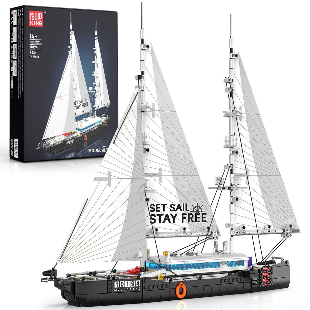 Mould King 10194 Boat Building Sets, MOC Ship Building Kits, Ocean Explorer Boat Model, Home Desk Decor, Collectible Building Toys for Adults/Teens 14+(893PCS)