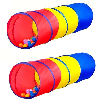 2 Pack Pop Up Tunnel TentTunnel Tent, Collapsible Gift,Indoor Outdoor (Red,Yellow,Blue) 76 * 18inch