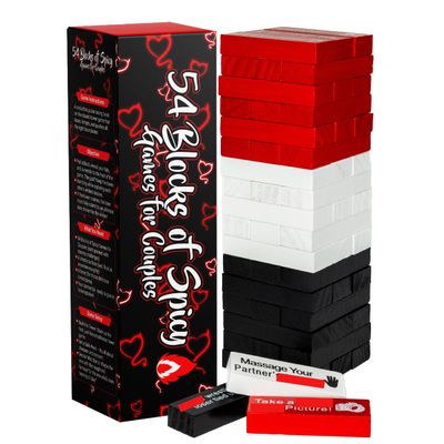 54 Blocks of Spicy Games for Couples - Romantic Games for Date Night  Block Tower Date Night Gifts for Couples