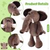 6 Pcs Safari Stuffed Animals Bulk Lion Elephant Monkey Tiger Toy Plush Zoo Animals Junble for Boy Girl Gift Animal Themed Parties Baby Shower Favor(Elephant) view 2
