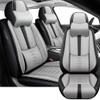 2 Front Car Seat Covers for Kia Carnival 2022-2024 2025 Waterproof Seat Covers with Lumbar Support Nappa Leather Anti-Slip Car Seat Cover for Kia CarnivalBlack&Gray-Deluxe view 1
