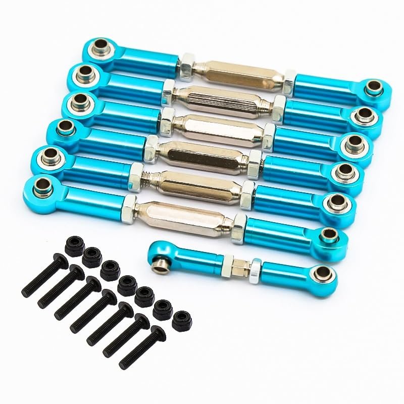 Hot 7PCS Adjustable Aluminum Turnbuckles Camber Link Linkage Sets for Traxxas Slash 4X4/2WD Short Course Car 1/10 Upgrade Parts(Blue)