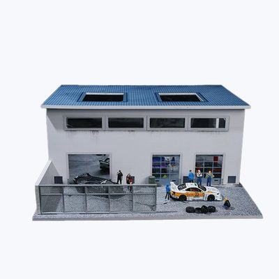 1/64 LED Diorama American Garage Model, LED Lighting Blue Factory Scene Display Case Building Model, fits for 1/64 Diecast Model Car Storage Display, Workshop Diorama (Factory)