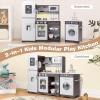 GLACER Kids Kitchen Playset, Toddler Pretend Toy Kitchen Set w/Realistic Lights & Sounds, Stoves, Ice Maker, Water Sink, Oven, Microwave, Washing Machine & Phone, Ideal Gift for Kids 3+ Years Old view 3