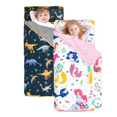 Primlect Toddler Nap Mat Pack 2, Extra Large Sleeping Bag with Pillow and Blanket, Washable, Light, Easy to Roll up, Perfect for Daycare, Preschool, Kindergarten, Travel, Boys and Girls