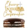 Gold Glitter Blessing On Your Confirmation Cake Topper, First Holy Communion Baptism Cake Dcor, Religious Baptism Bridal Shower Engagement Marriage Anniversary Party Decorations Supplies view 1
