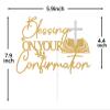 Gold Glitter Blessing On Your Confirmation Cake Topper, First Holy Communion Baptism Cake Dcor, Religious Baptism Bridal Shower Engagement Marriage Anniversary Party Decorations Supplies view 2