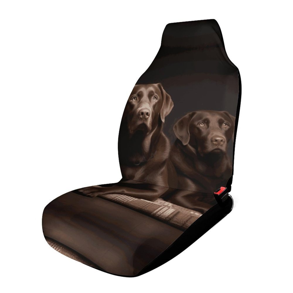 HETVBNS Breathable Car Seat Cover Brown Labrador Retriever Car Front Seat Protector with Elastic Band Edge Auto Seats Cushions Cars Interior Accessories Fit SUV Sedan Van Truck 1PCS