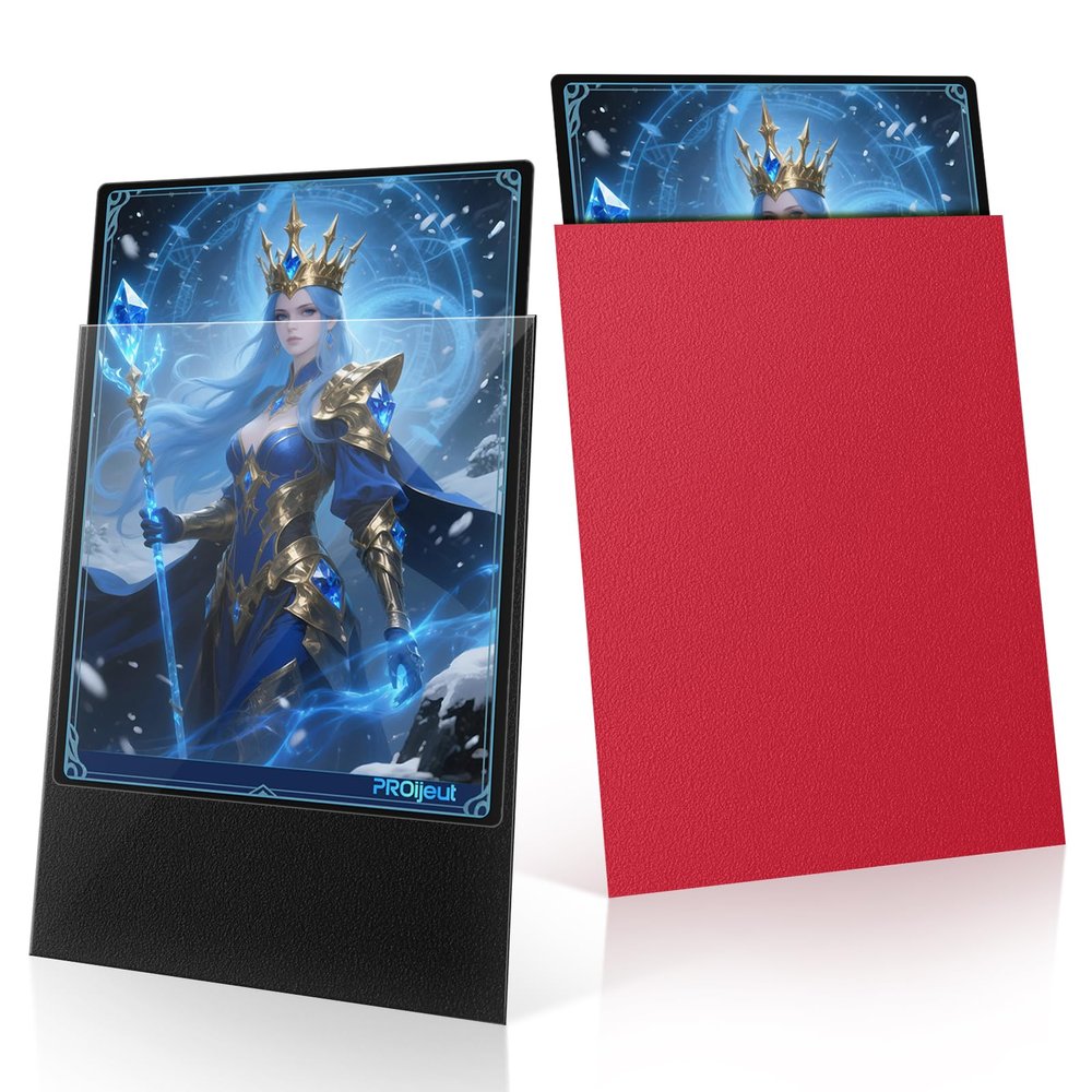 200 Pack Card Sleeves, Matte Dual Trading Card Sleeves with Opaque Back & Smooth Shuffle, Tear Resistant Card Protectors for MTG, TCG and Game Cards (Angry Red)
