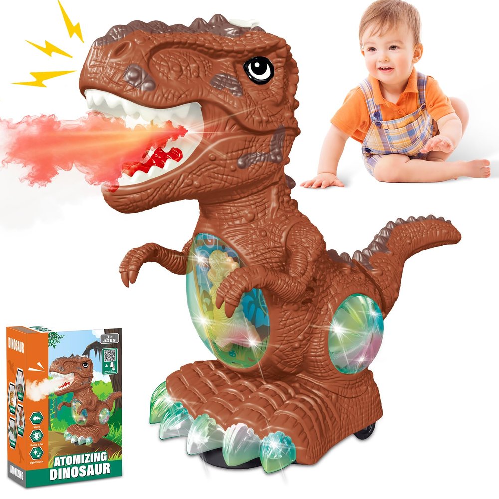 Dinosaur Toys for Toddlers 3-5, Roaring Light Up Dino Toys for 3 4 Year Old Boy Girl with 2 Flash Lights, Moving Electric Baby Toy, Educational Toddler Boy Toy Ages 4, Christmas Birthday Gifts