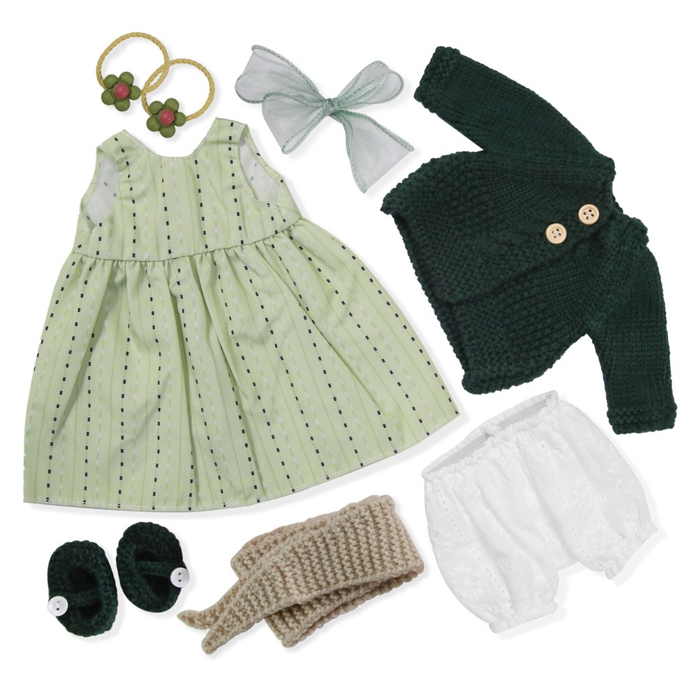 BlissfulPixie 12 inch Clothing Set Handmade Waldorf Doll Clothes with Beautiful Box for Girl Birthday Present-Ivory's Clothes Accessories