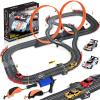 Slot Car Race Track Sets,2 in 1 Race Car Track with 4 High-Speed Slot CarsGift Toy for Boys Kids Ages 5 6 7 8-12,Dual Power (Source) Cars Track,Dual Racing Game Lap Counter Circular Overpass Track view 1