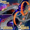 Slot Car Race Track Sets,2 in 1 Race Car Track with 4 High-Speed Slot CarsGift Toy for Boys Kids Ages 5 6 7 8-12,Dual Power (Source) Cars Track,Dual Racing Game Lap Counter Circular Overpass Track view 3