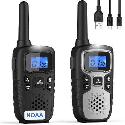 Wishouse Walkie Talkies for Kids Adults - Long Range Rechargeable 2 Way Radios,Gift,Hiking Accessories Camping Gear with Lamp,SOS Siren,NOAA Weather Alert,VOX,Easy to Use 2 Pack