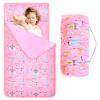 Oudain Nap Mat for Preschool Toddler Nap Mat with Removable Pillow and Blanket 55'' x 29'' Extra Large Sleeping Bag Roll up Kid Slumber Bag for Boy Girl for Kindergarten Daycare Camp(Pink,Princess) view 1