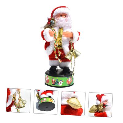CORHAD Rotatable Santa Claus Figurine PVC Cloth with Small Bells Xmas