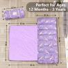 Primlect Thick Toddler Nap Mat with Removable Pillow and Minky Blanket, 45" x 35" Sleeping Bag, Fits Kids 2436 inch, Washable, Portable for Daycare, Boys and Girls (Purple) view 2