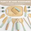 Wooden Kids Cooking Set Montessori Kit - Real Toddler Kitchen Tools & Baking Utensils - 15PCS Cooking Kit for Kids with Storage Bag, Great Gift for Pretend Play & Montessori Learning (Green) view 4