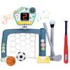 4 in 1 Adjustable Basketball Hoop Soccer Goal for Toddlers 1-3,Kids Sports Toys with Golf Baseball Toy,LED Scoreboard, Music & Educational Games,Indoor & Outdoor Baby Activity Center Age 18+M Boy Girl view 1