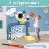 4 in 1 Adjustable Basketball Hoop Soccer Goal for Toddlers 1-3,Kids Sports Toys with Golf Baseball Toy,LED Scoreboard, Music & Educational Games,Indoor & Outdoor Baby Activity Center Age 18+M Boy Girl view 2