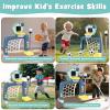 4 in 1 Adjustable Basketball Hoop Soccer Goal for Toddlers 1-3,Kids Sports Toys with Golf Baseball Toy,LED Scoreboard, Music & Educational Games,Indoor & Outdoor Baby Activity Center Age 18+M Boy Girl view 3