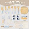 Wooden Kids Cooking Set Montessori Kit - Real Toddler Kitchen Tools & Baking Utensils - 15PCS Cooking Kit for Kids with Storage Bag, Great Gift for Pretend Play & Montessori Learning (Blue) view 4