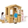Costzon Outdoor Playhouse, Fir Wood Patio Pretend Play Center w/Bench, Mailbox, Fence, Serving Stations, Flowerpot Holders, Windows & Door, Children Play House for 2+ Years Old Kids view 1