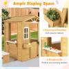 Costzon Outdoor Playhouse, Fir Wood Patio Pretend Play Center w/Bench, Mailbox, Fence, Serving Stations, Flowerpot Holders, Windows & Door, Children Play House for 2+ Years Old Kids view 3