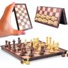 Magnetic Travel Chess Set - Folding Chess Board with Storage Box, Portable Wooden Style Chess Game Set for Adults & Kids, 5.11 Inch Compact Size for Car Backpack view 1