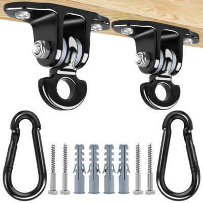 2400 lb Capacity Heavy Duty Swing Hangers Screws Bolts for Wooden Sets Playground Porch Patio Yoga Seat Trapeze Indoor Outdoor & Hanging Snap Hooks Black of 2