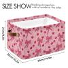 ALAZA Bow Cherry Cartoon Funny Large Storage Basket for Organizing Foldable Storage Bin for Shelves Home with Handles 1 Pack view 3