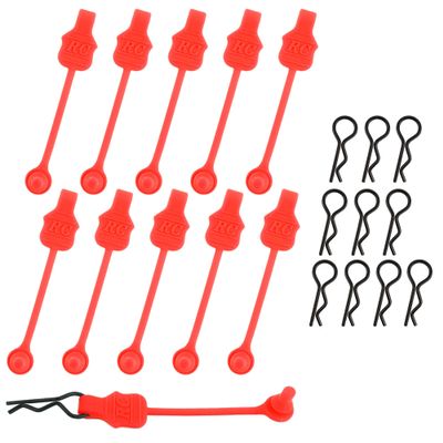GDOOL 1.0mm RC Cars Body Clips with Pull Tabs for Universal 1/14 1/16 1/18 SCX24 Remote Control Car Compatible with Redcat HPI Himoto HSP Exceed Truck Buggy(10 Pieces,Red)