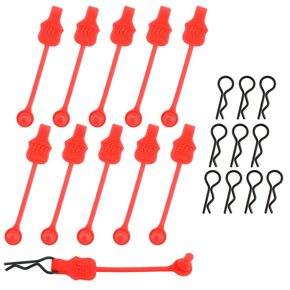 GDOOL 1.0mm RC Cars Body Clips with Pull Tabs for Universal 1/14 1/16 1/18 SCX24 Remote Control Car Compatible with Redcat HPI Himoto HSP Exceed Truck Buggy(10 Pieces,Red)