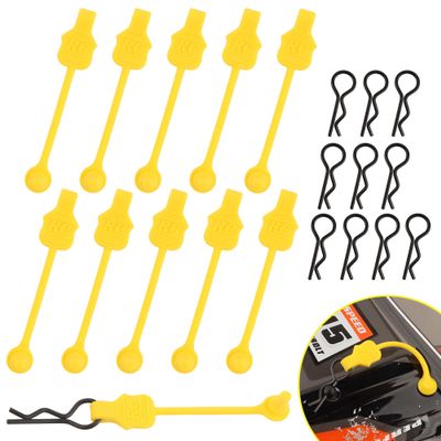 GDOOL 1.0mm RC Cars Body Clips with Pull Tabs for Universal 1/14 1/16 1/18 SCX24 Remote Control Car Compatible with Redcat HPI Himoto HSP Exceed Truck Buggy(10 Pieces,Yellow)