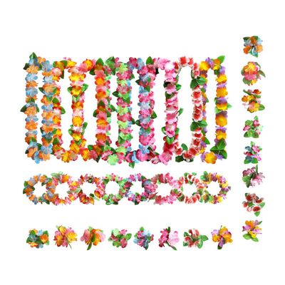 Unomor Hawaii Themed Party Favors Set Flower Headband and Necklace Leis Decorations for Luau Beach Wedding Festival Celebrations