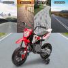 12V Kids Motorcycle with Training Wheels, Bluetooth Music, Electric Dirt Bike for Kids, Twist Grip Throttle, Max Speed 3 MPH, Children Ride Motorcycle, Spring Suspension, Suitable for 3-8 Years Olds view 2