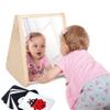 KRAND Baby Double-Sided Tummy Time Mirror w/ 2 Package High Contrast Visual Stimulation Cards, Sensory Activity Montessori Toys for 6 Months+ Boys Girls view 1