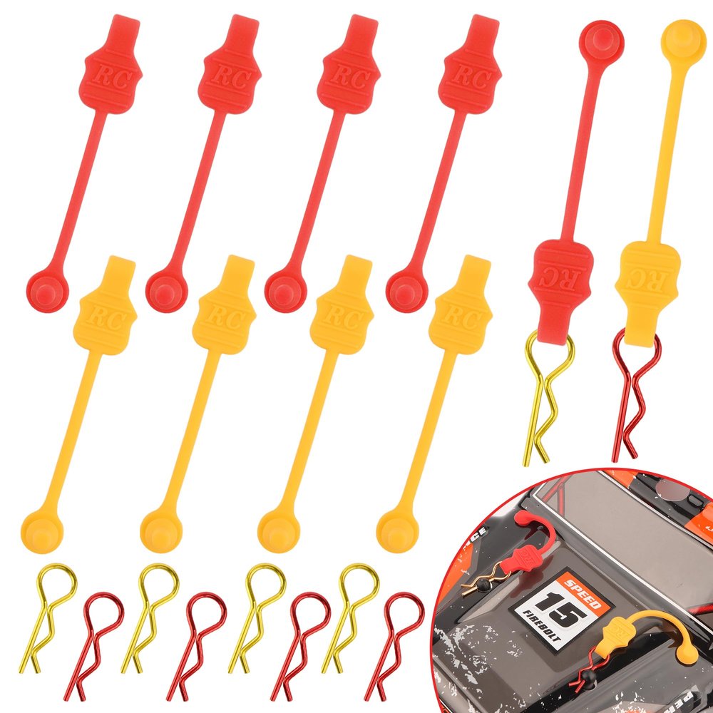 GDOOL 1.0mm RC Cars Body Clips with Pull Tabs for Universal 1/14 1/16 1/18 SCX24 Remote Control Car Compatible with Redcat HPI Himoto HSP Exceed Truck Buggy(8 Pieces, Orange & Red)