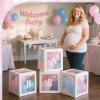 Ledido Baby Boxes with Letters for Baby Shower Decorations, 4 pcs Clear Baby Balloon Boxes Blocks for Baby Shower Decor with Letters for Boy Girl Gender Reveal Decorations Backdrop Party (White) view 2