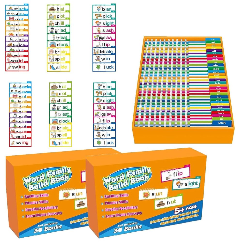 30 Read and Rhyme Flip Books, Word Family Flip Books, Read and Rhyme Flip Cards,ABC Vocabulary Flash Cards, for Educational Reading Games (1)