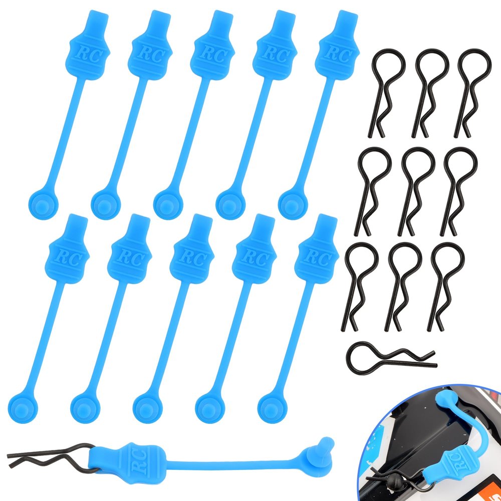 GDOOL 10 Pieces 1.2mm RC Body Shell Clips Pin with Pull Tabs Compatible with All 1/10 1/12 Scale Traxxas Arrma Redcat Axial Losi HSP HPI Kyosho RC Car Truck Crawler Body Shell Upgrades(Blue)