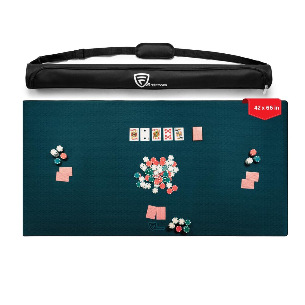 5mm Thickness Board Game Mat Black 42 x 66 Inches, Super Cushioned Table Cover for Mahjong, Poker, Playing Cards, Tile Games Dominoes Neoprene Gaming Playmat with Carrying Bag (Green, 42 x 66 Inches)