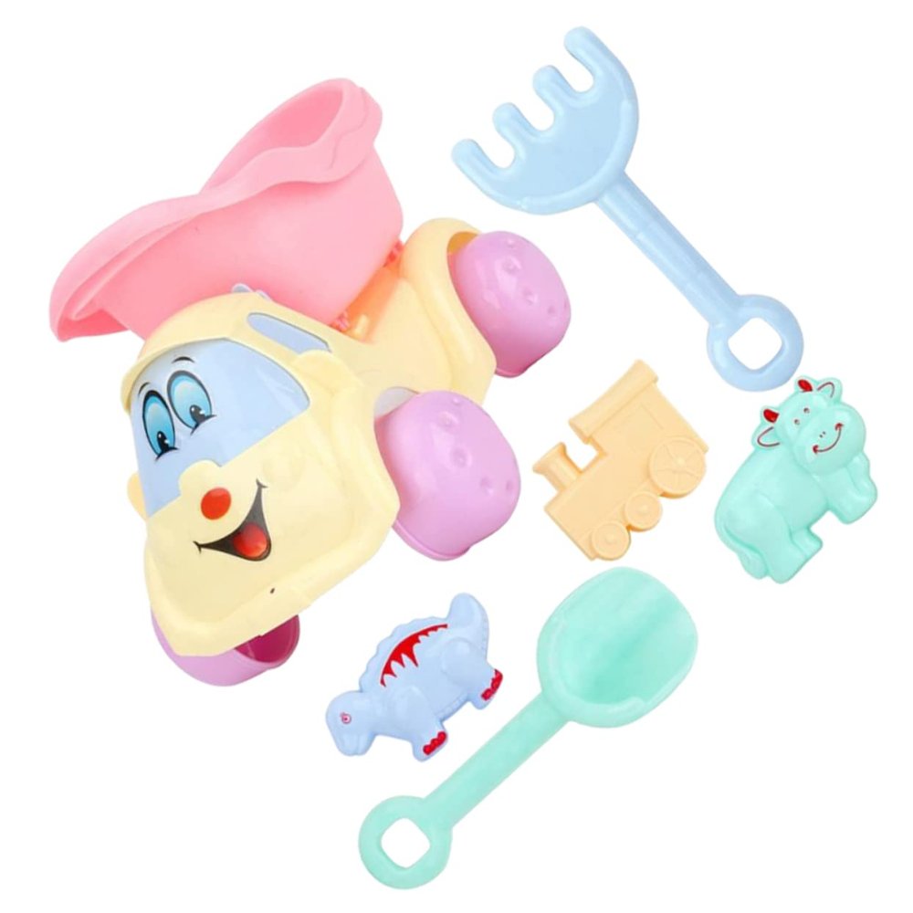 BCOATH 6Pcs Beach Set Sand Play Tools with Beach Dump Truck Shovels and Creative Sand Molds for Outdoor Fun Beach Playing Set